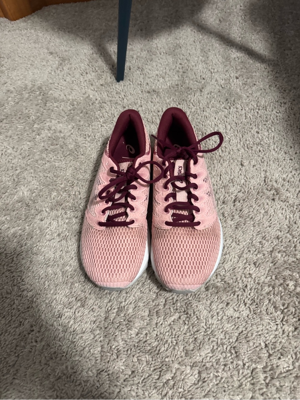 ASICS Pink Athletic Running Shoes with Burgundy Accents